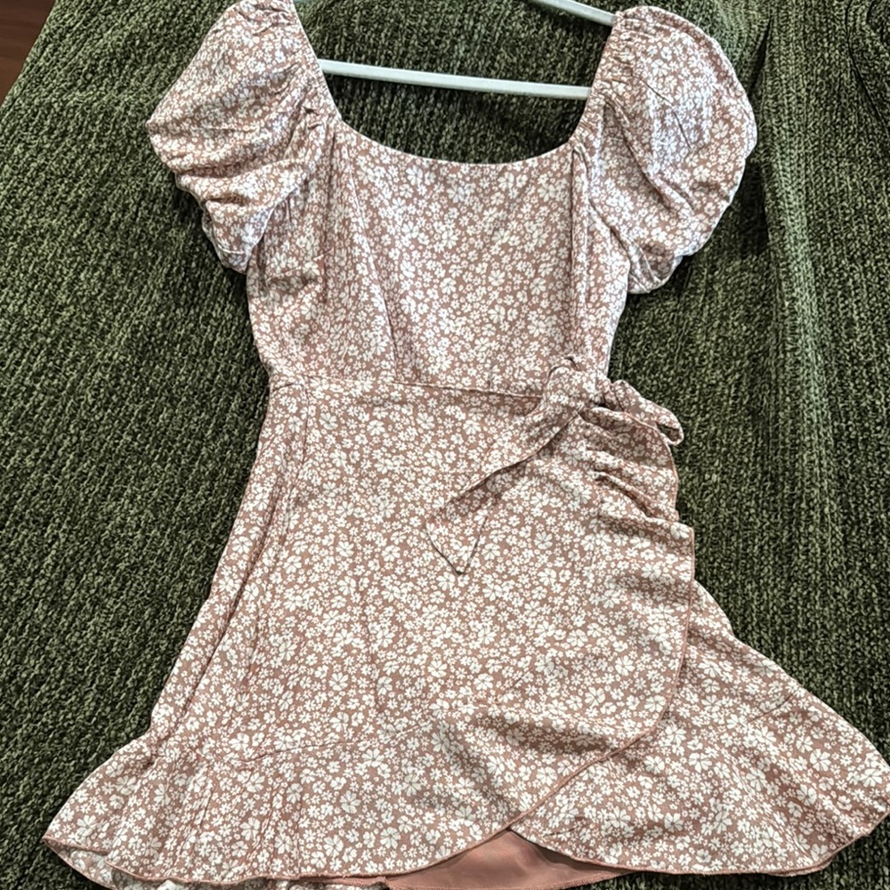 Floral Pink Wrap Effect Dress
